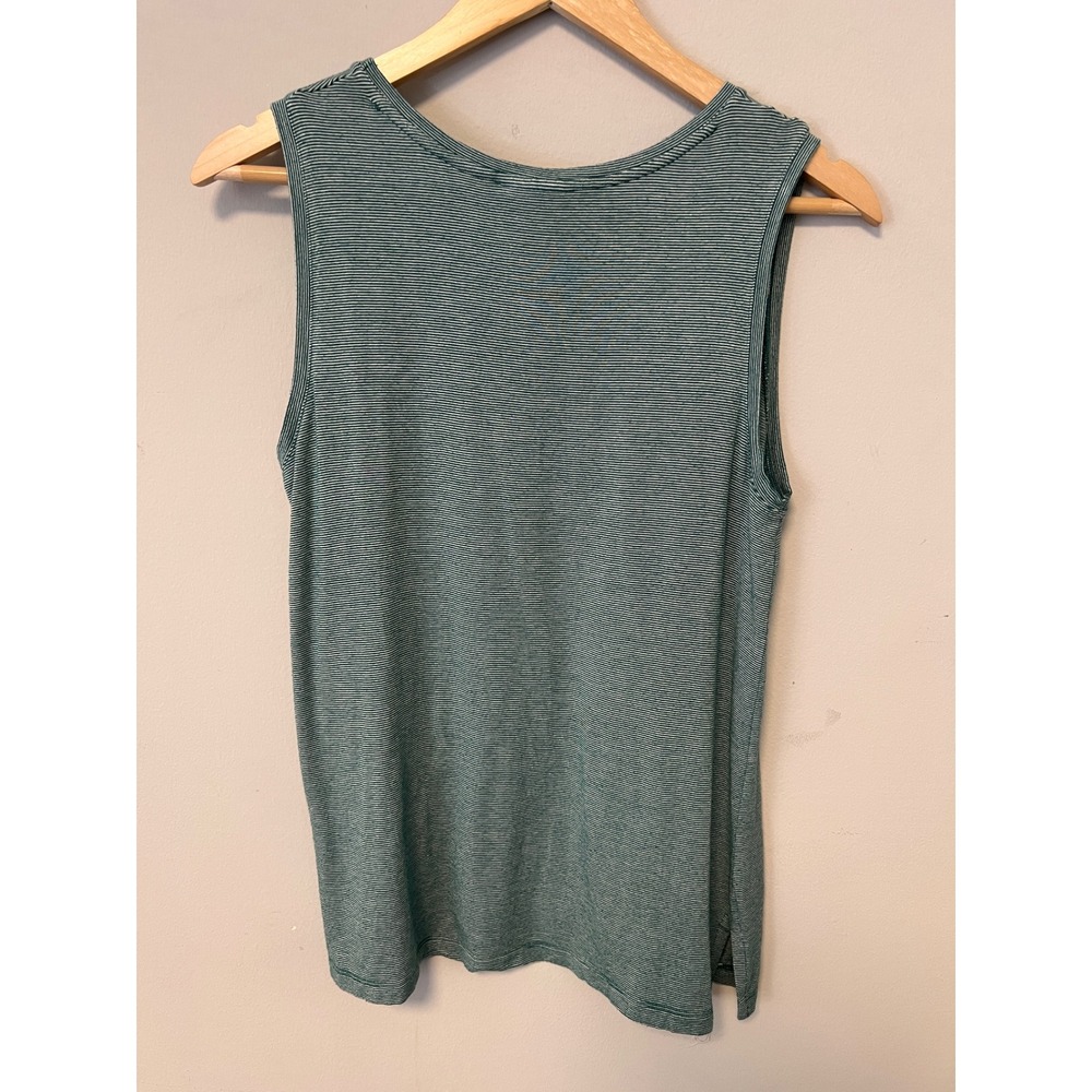 Adrienne Vittadini Tank Top Size Large Green Striped Sleeveless Modal - Picture 3 of 6